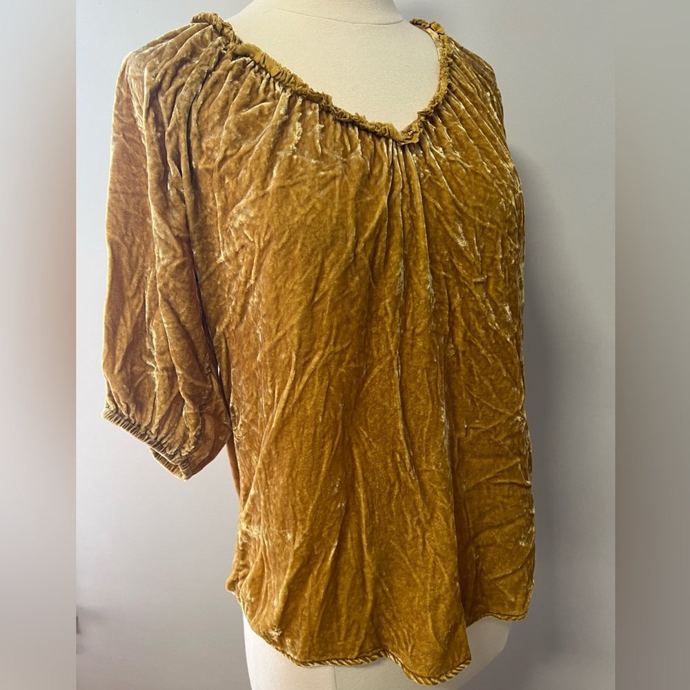 Sundance gold crushed velvet boho top